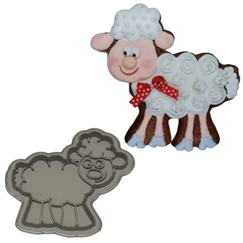 Ovečka | 10201 | 3D vykrajovátko/sada - Varianta: sada (vykrajovátko + razítko), Velikost: velikost S (6 cm)