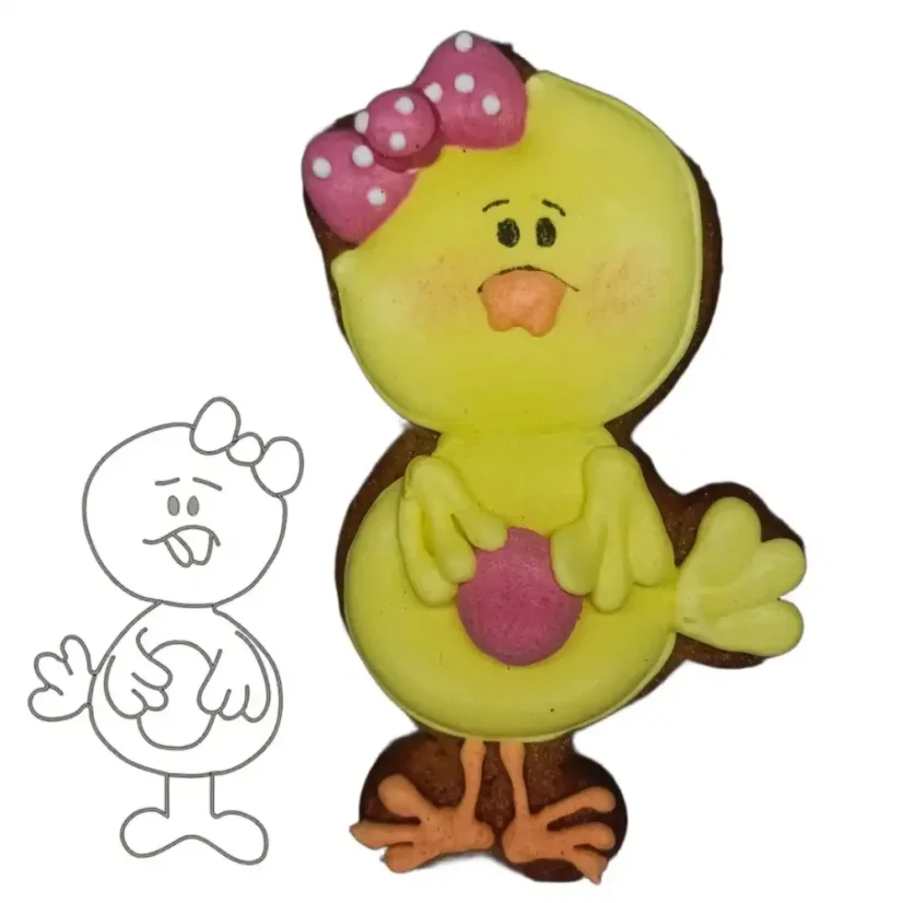 Kuře s mašlí | 10401 | více variant - Varianta: obrys, Velikost: velikost M (8 cm)