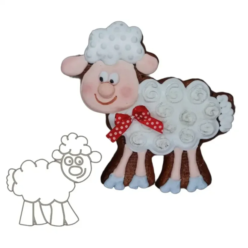 Ovečka | 10201 | 3D vykrajovátko/sada - Varianta: sada (vykrajovátko + razítko), Velikost: velikost S (6 cm)