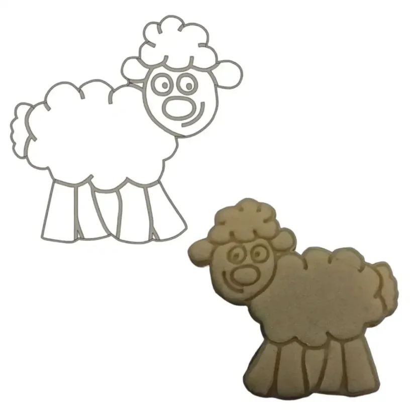 Ovečka | 10201 | 3D vykrajovátko/sada - Varianta: sada (vykrajovátko + razítko), Velikost: velikost S (6 cm)