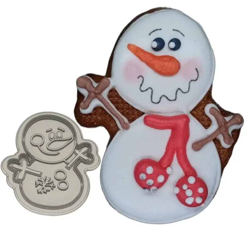 Sněhulák se sněhovou vločkou | 40103 | velikost M, S - Varianta: set (obrys+razitko), Velikost: velikost M (8 cm)